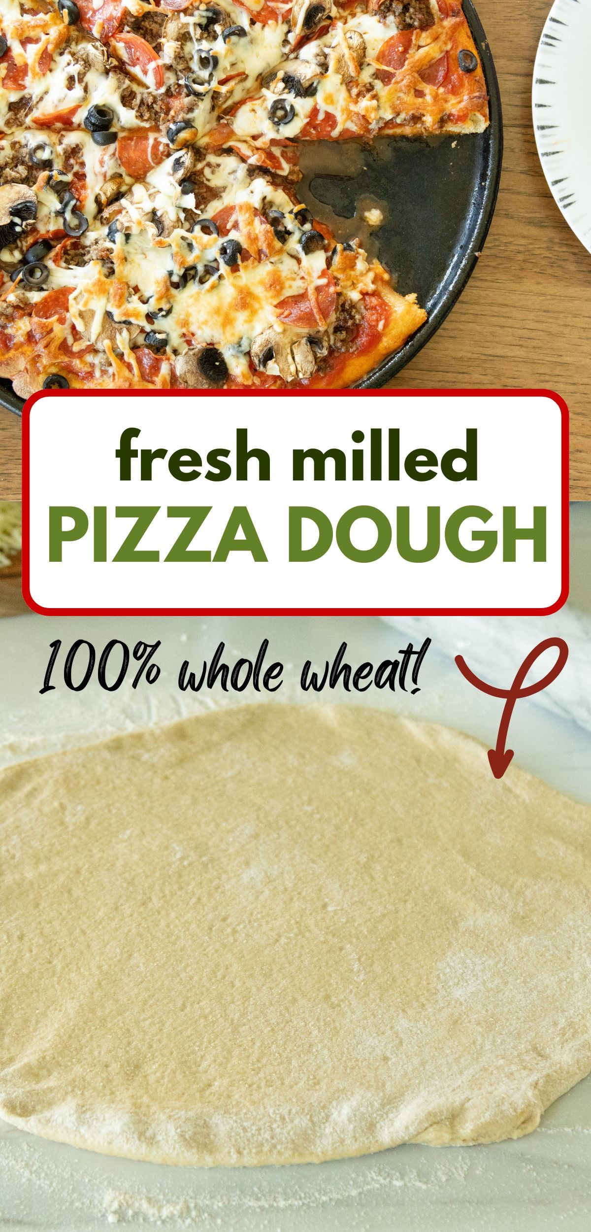 whole wheat pizza dough pin image