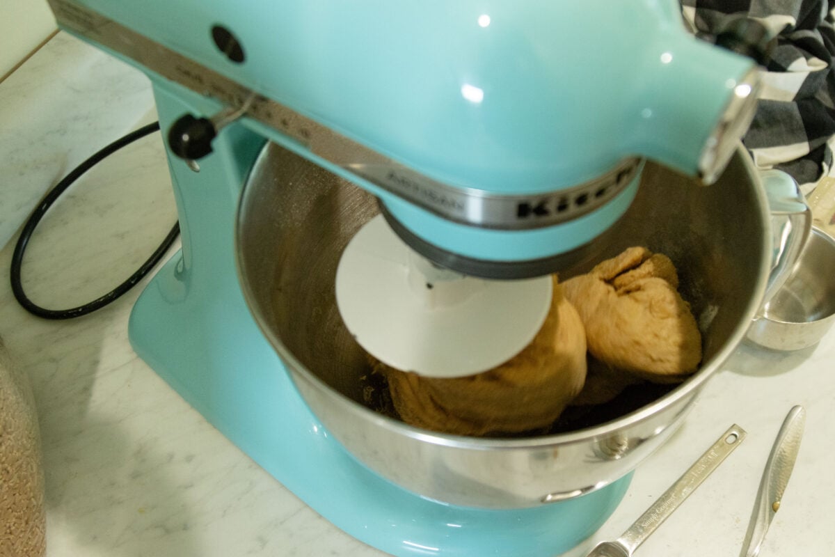 kneading the bun dough