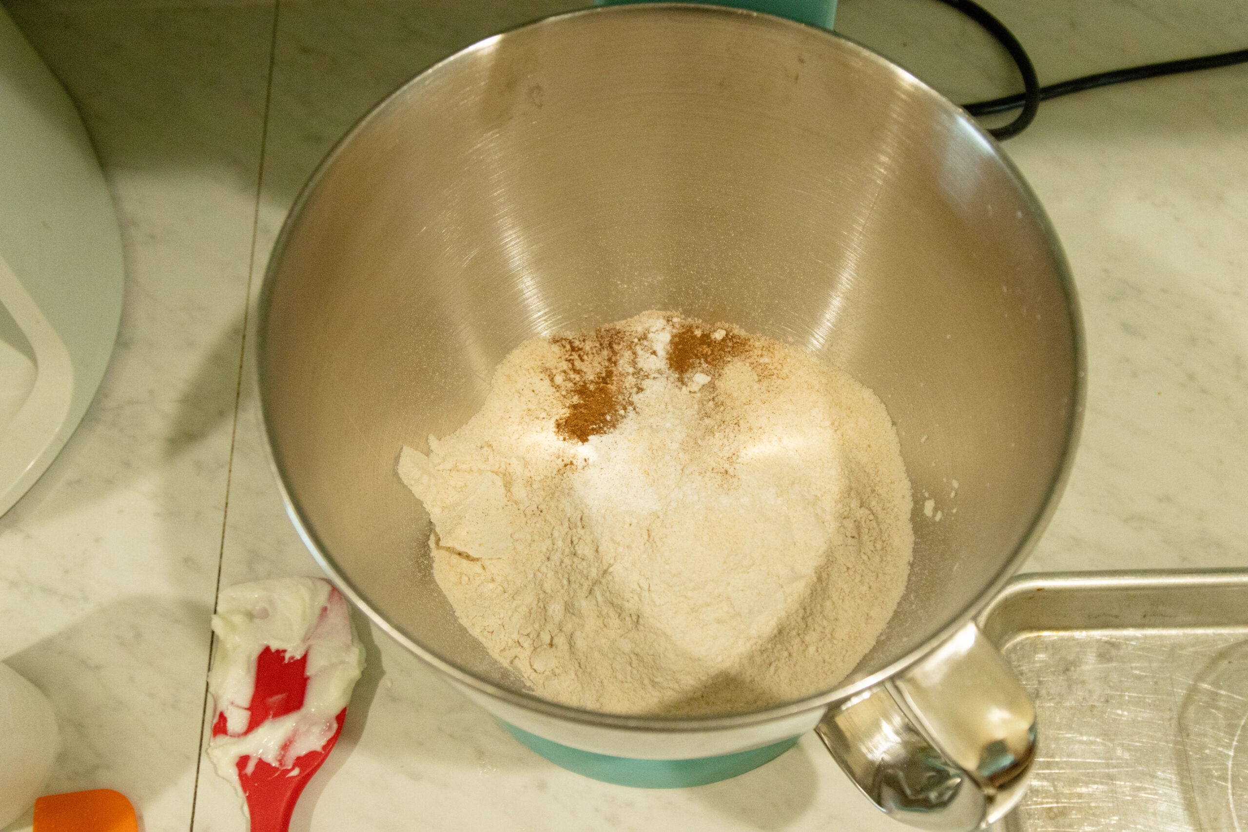 dry ingredients in the mixing bowl