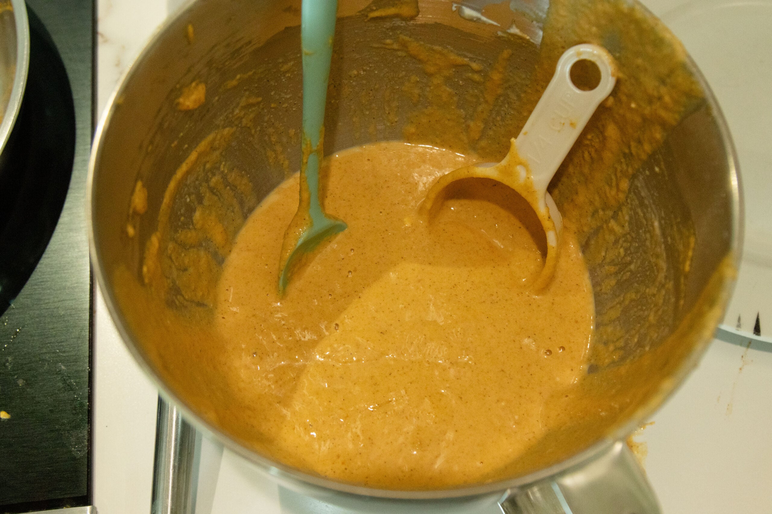 pancake batter in the bowl