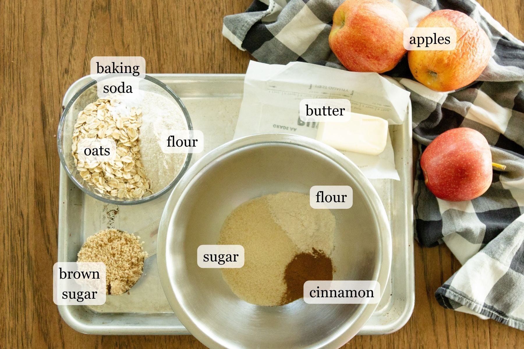 ingredients for easy old fsahioned apple crisp